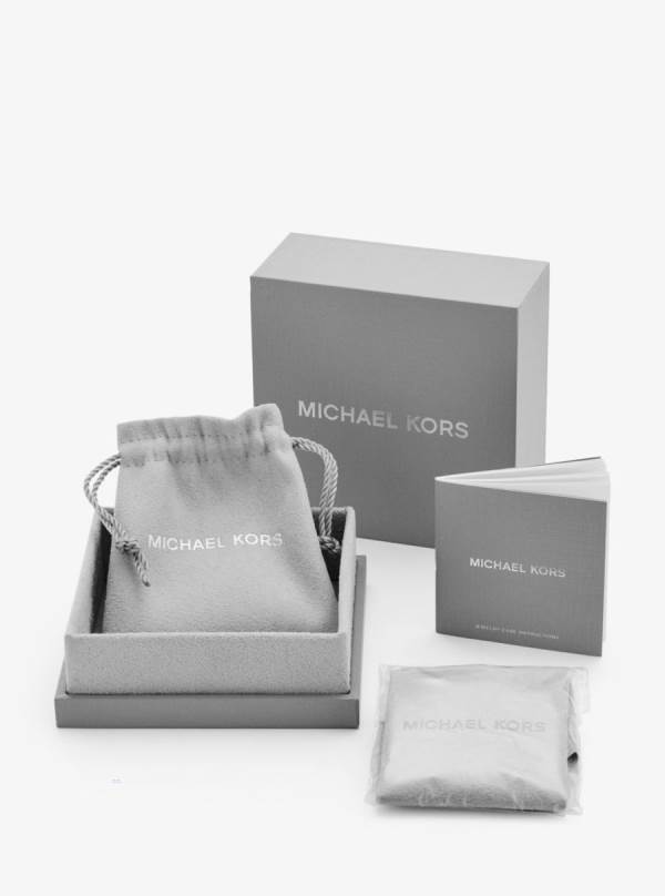 Damske Nausnice Michael Kors Precious Metal-Plated Sterling Silver Mercer Link Pavé Halo Hoops Strieborne - Šperky Michael Kors Akcia | OPYGU-5169